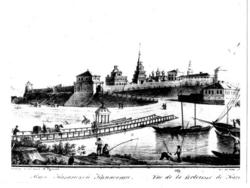 Мост через р.Казанка и Казанский кремль. старинная гравюра.