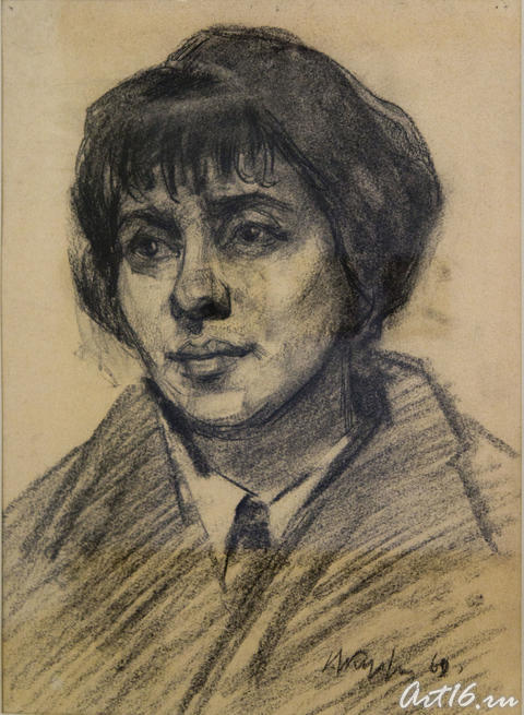 Натурщица, 1962, бумага, уголь