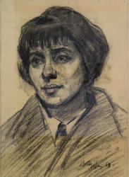 Натурщица, 1962, бумага, уголь