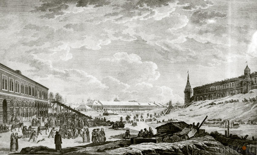 Вид ледяных гор в Москве во время Сырной недели (Масленица). Оберкоглер Г.