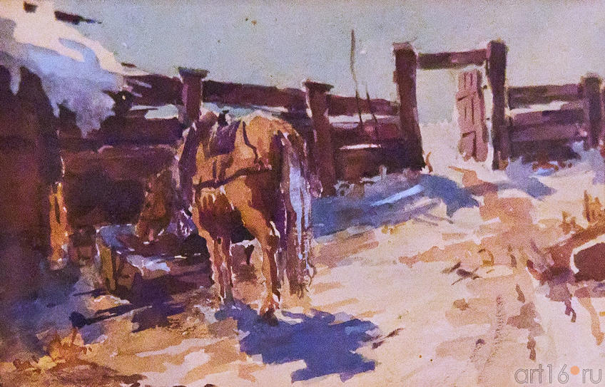 На скотном дворе. 1910-е. Фешин Н.И.