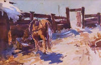 На скотном дворе. 1910-е. Фешин Н.И.
