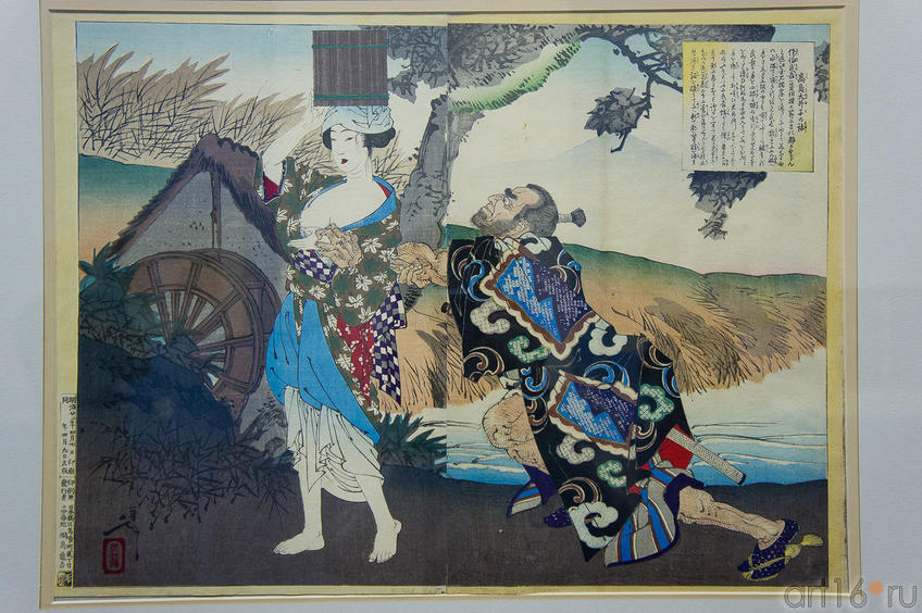 Состязание между женщиной-силачкой Такасимой Окико и борцом Саэки. 1889. Цукиока Ёситоси / Тайсо Ёситоси (1839-1892)