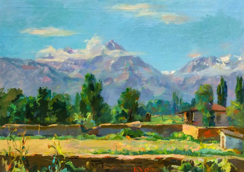 Алма-Атинский пейзаж. 1946. Баки Урманче::«Серебро за меха» выставка 