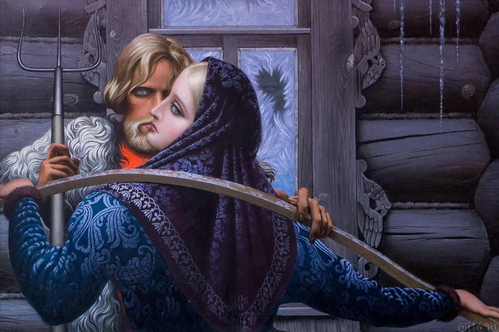 У колодца — на фоне окна. 1969 . Константин Васильев (1942-1976)::Выставка Константина Васильева