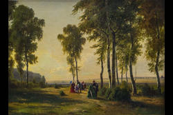 Пейзаж с гуляющими. 1869.  Шишкин И.И.(1832-1898)