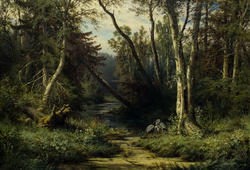 Лесной пейзаж с цаплями. 1870. Шишкин И.И.(1832-1898)