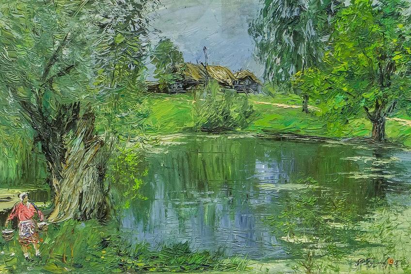 У пруда. 1990.  Гусманов Р.А.::Гусманов Рашид Аскарович