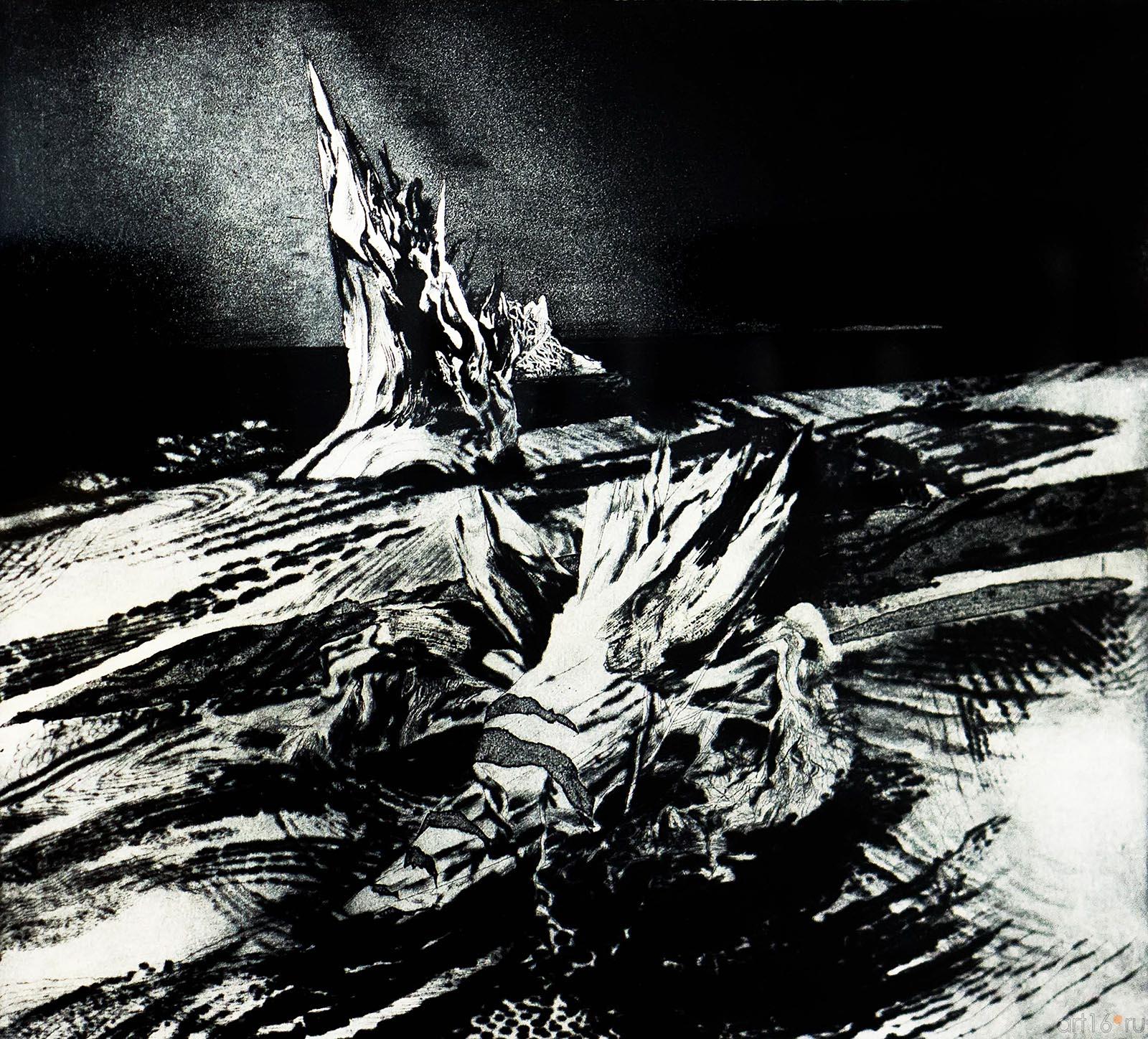 КОРЯГИ НА РЕКЕ. Из серии «ТУВА». 1984-1985 ::«Пространство офорта» Александра Суворова