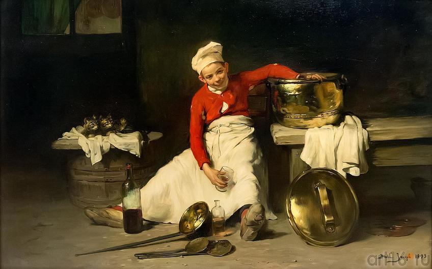 Фото №187972. ЖОЗЕФ БАЙ (БАИЛЬ) 1862-1921 Поваренок на кухне. 1893 Холст, масло