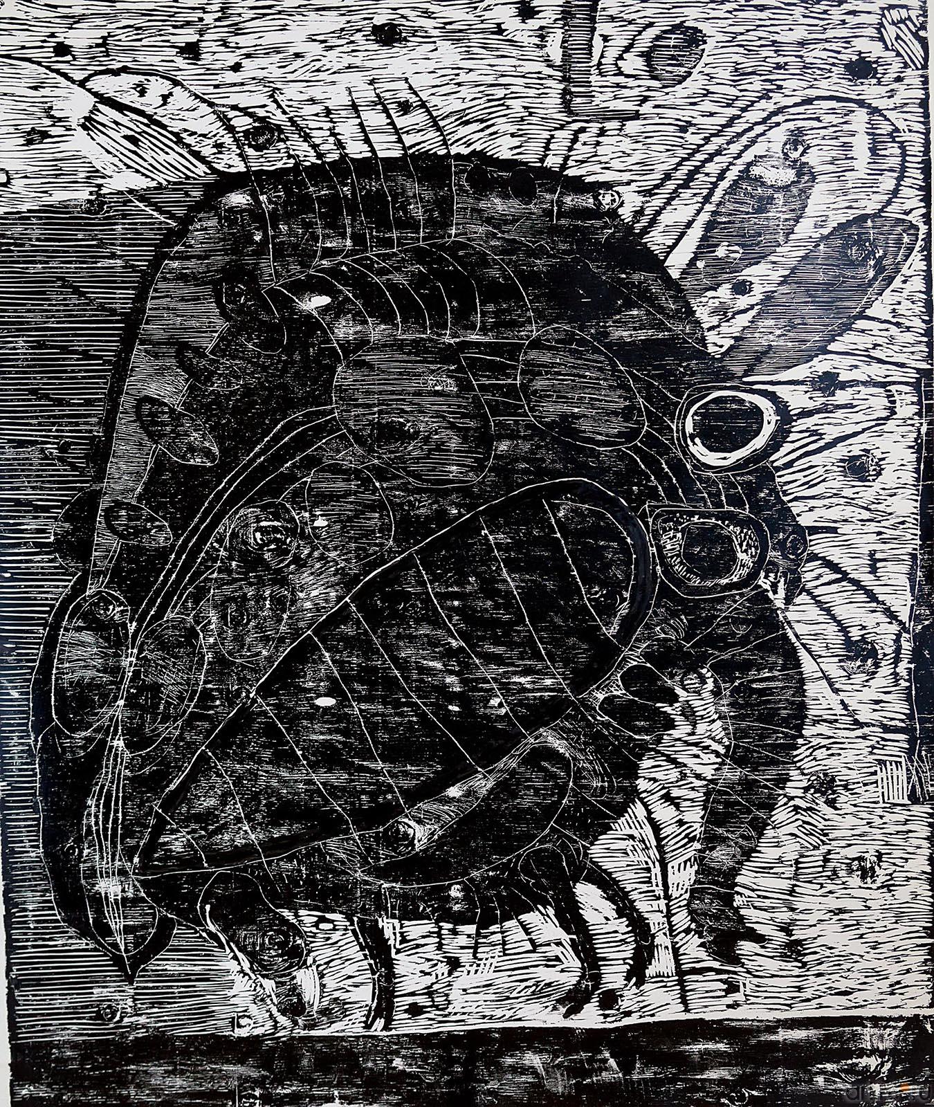 ТЕРЕГУЛОВ АЙРАТ РАУФОВИЧ. 1957 Россия, Башкортостан, Уфа ЖИВОТНЫЕ-12. 2011 Бумага, гравюра на дереве::2-я биеннале печатной графики