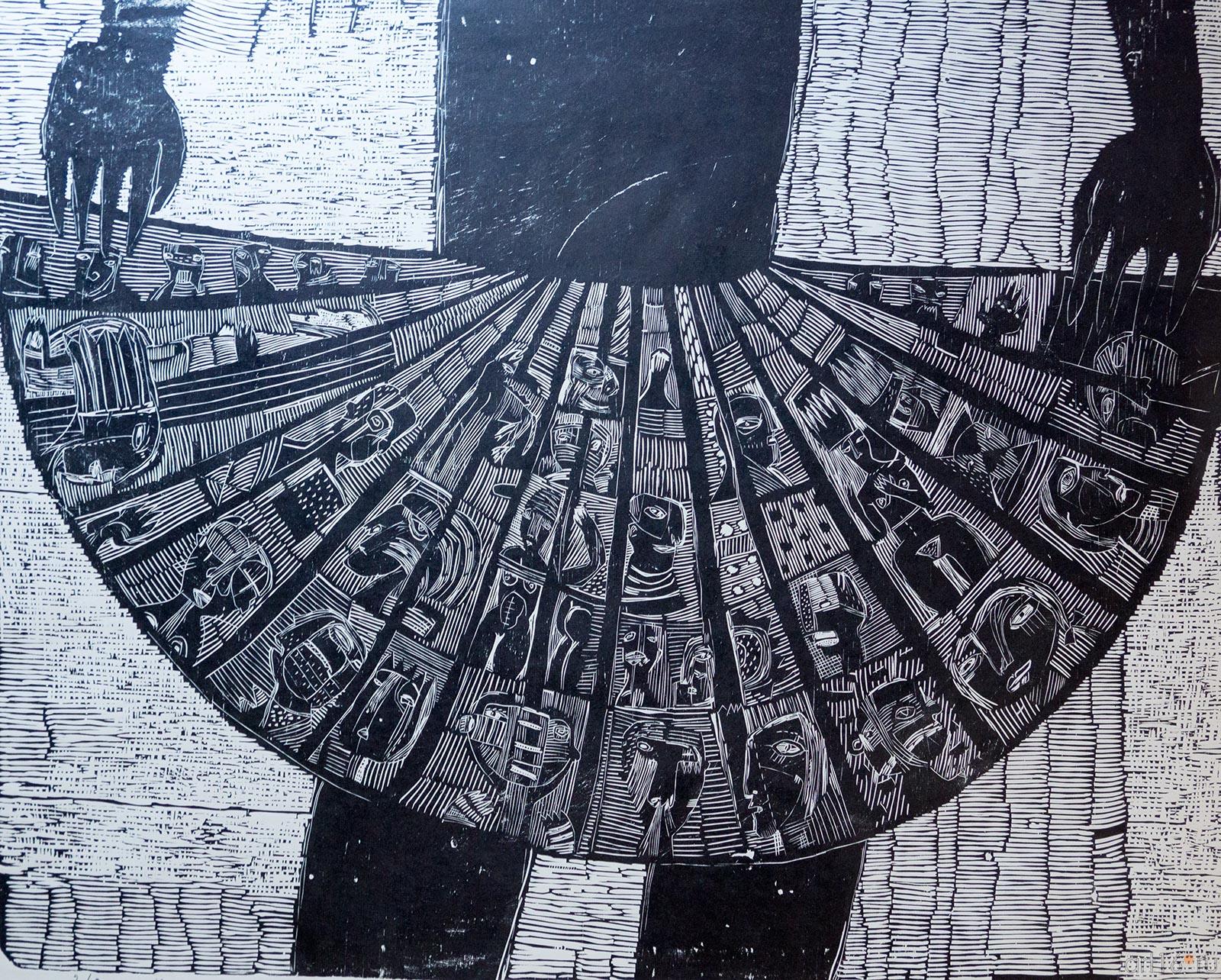 ТЕРЕГУЛОВ АЙРАТ РАУФОВИЧ. 1957 Россия, Башкортостан, Уфа ЮБКА. 2003 Бумага, гравюра на дереве::2-я биеннале печатной графики