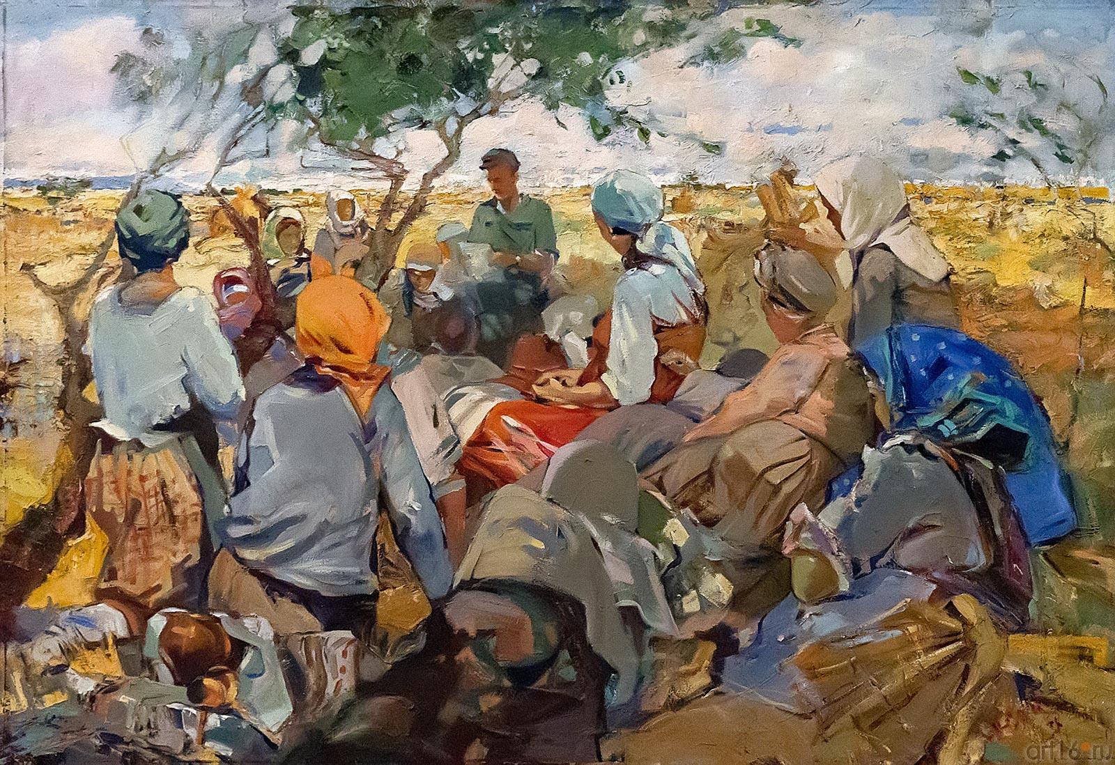 СОКОЛЬСКИЙ Н.М. 1900-1970 ЖЕНСКАЯ БРИГАДА В ПОЛЕ. 1934 Холст, масло::«Реалистическое искусство России и Татарстана»