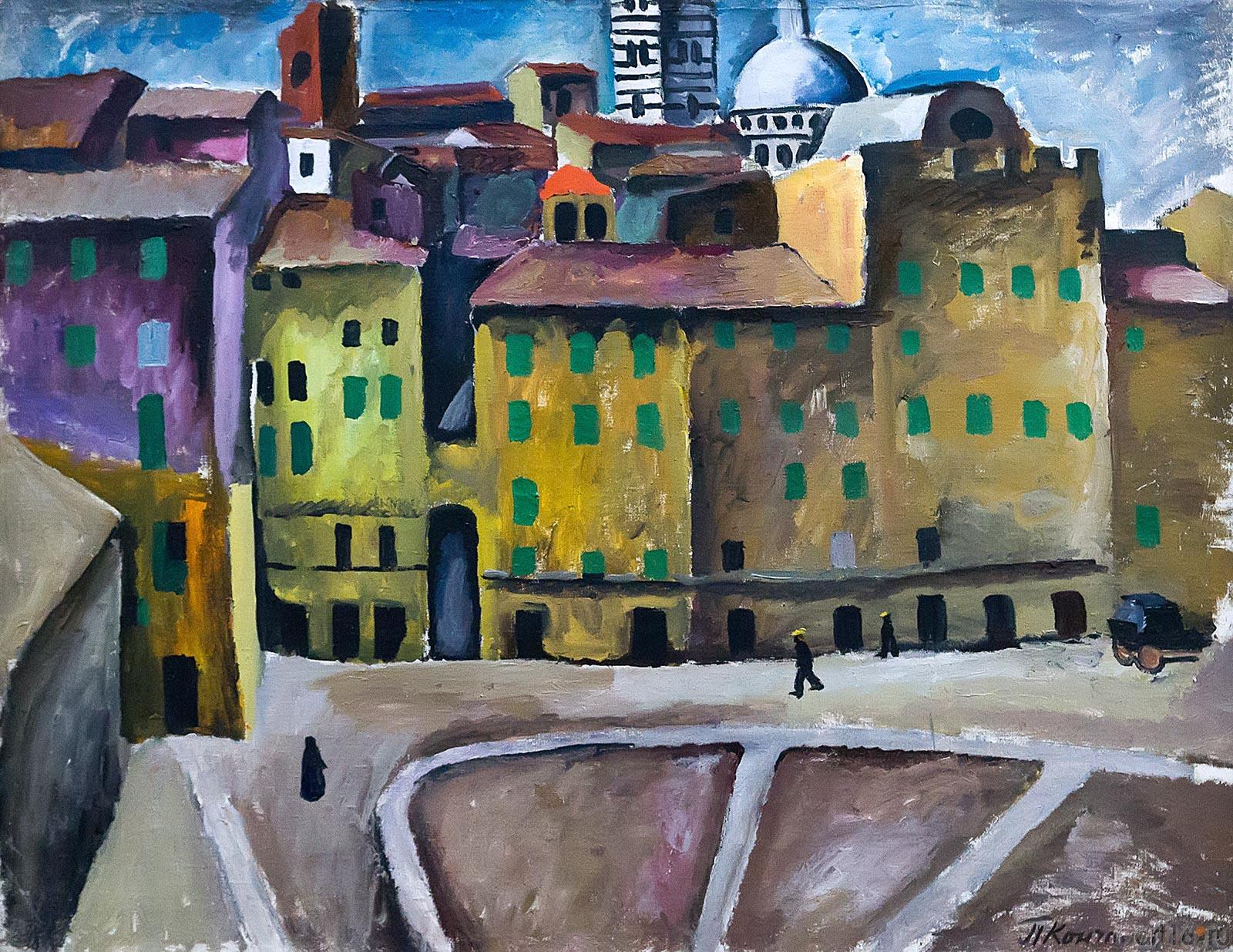 КОНЧАЛОВСКИЙ ПЁТР ПЕТРОВИЧ. 1876-1956 ПЛОЩАДЬ СИНЬОРИИ В СИЕНЕ. 1912 Холст, масло::Русский авангард