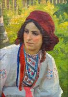 ПЛАТУНОВ М.Г. 1887- 1972 ПОРТРЕТ ПЛАТУНОВОЙ А.Г. 1920 Холст, масло