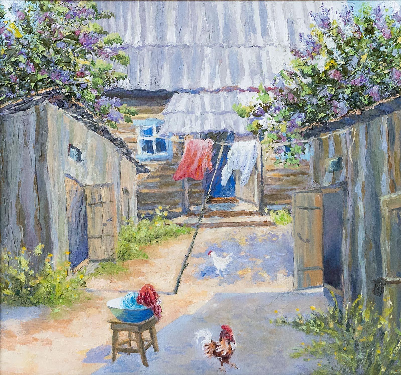 ВЯЧЕСЛАВ ЗАПУСКАЛОВ ДОМИК С САРАЯМИ. 2012 ДВП, масло::«Жизнь коротка — искусство вечно» Вячеслав Лысков и его ученики Живопись, графика