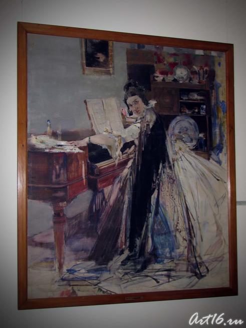 Портрет Надежды Михайловны Сапожниковой (У рояля). 1916::Фешин Николай Иванович (1881-1955)