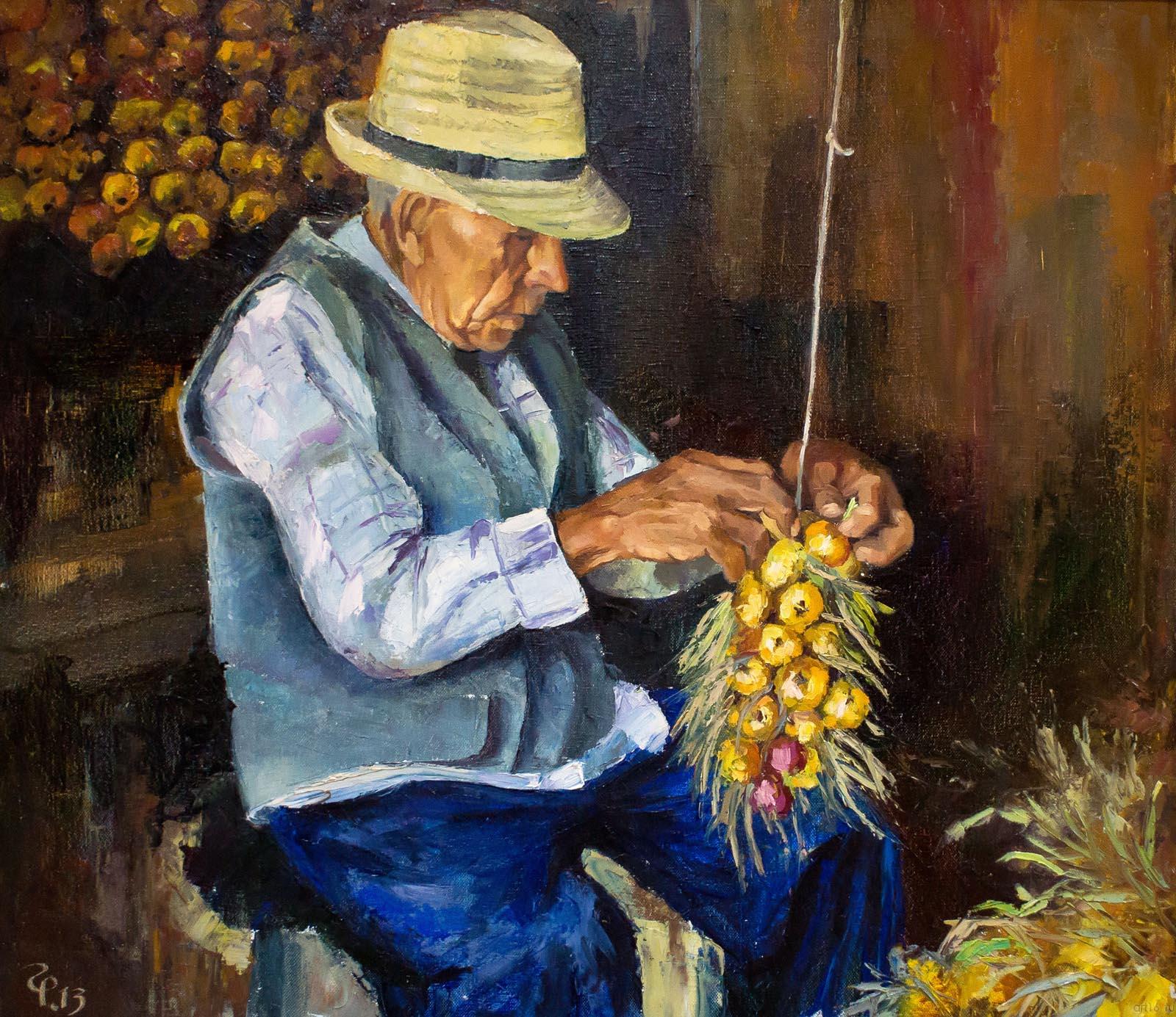 ГУМЕРОВ РИШАТ ВАХИТОВИЧ. I960 г. Альметьевск РТ ВЯЗАНИЕ ЛУКА. 2013 Холст, масло::Моя Родина — Татарстан. Республиканская художественная выставка