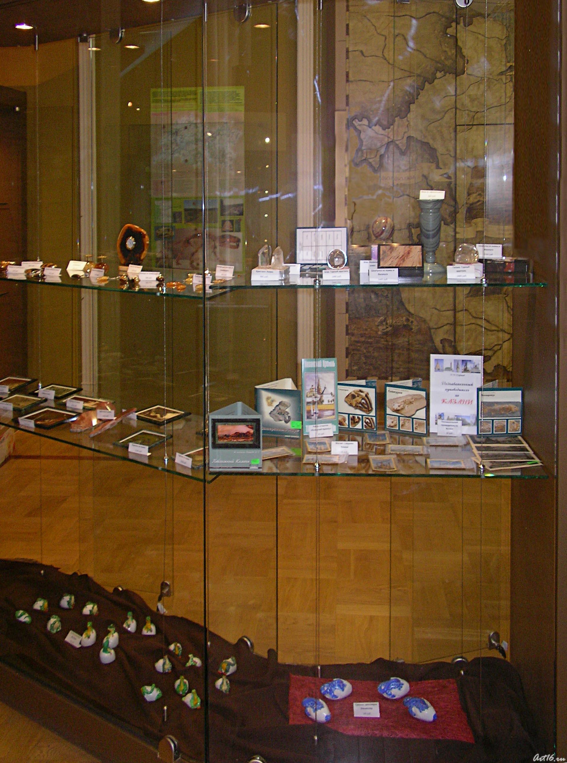 Фрагмент витрины::Сувениры Музея естественной истории Татарстана