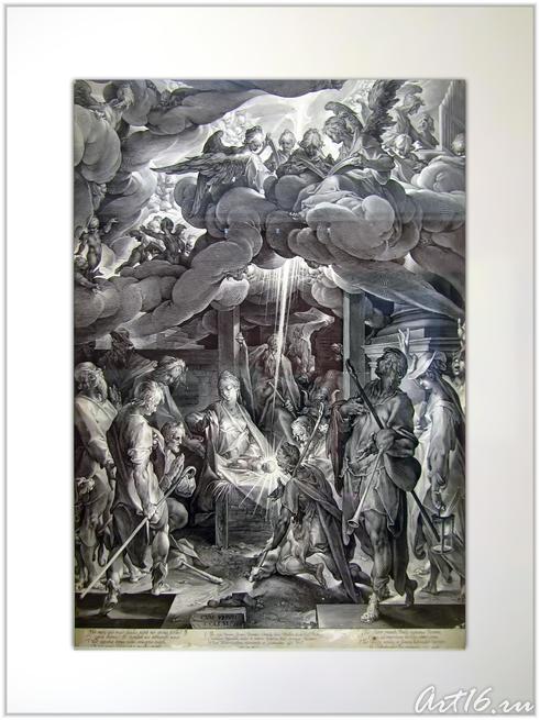 Поклонение пастухов. 1606 С картины Бартоломеуса Спрангера::От Дюрера до Рубенса. Миф в искусстве классической гравюры 