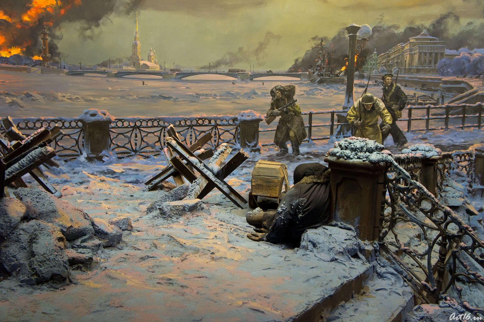 Фрагмент диорамы ʺБлокада Ленинградаʺ_02632 ( фрагмент)::Музей-мемориал ВОВ на поклонной горе, г.Москва, 2010г.