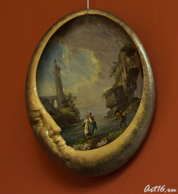 Тарелка с изображением пейзажа в форме полумесяца, 1880-1885. Эмиль Галле (1864-1904) Сен-Клеман::Фаянс Галле и школа Нанси