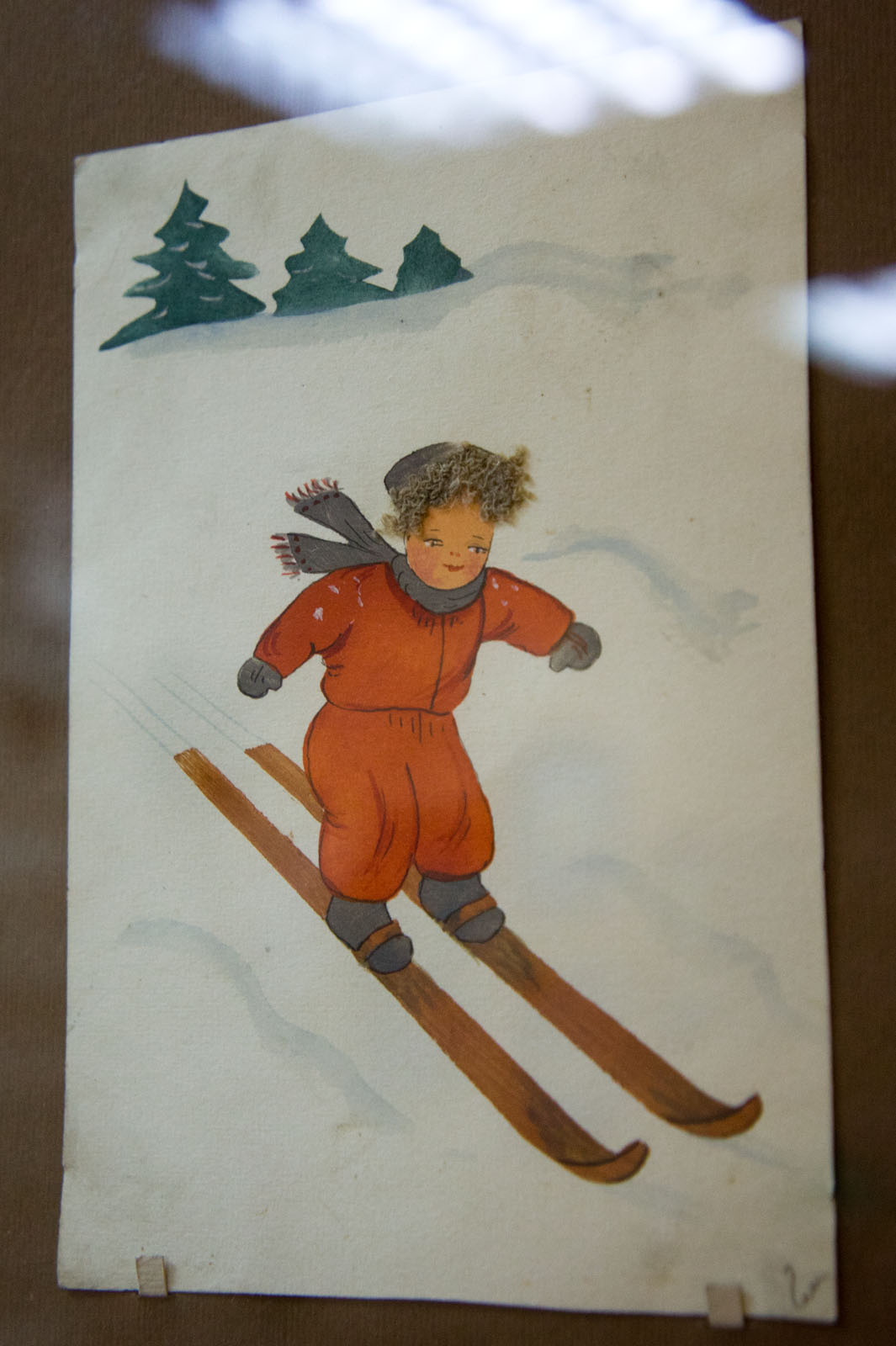 Почтовая эко-открытка для посткроссинга На лыжах