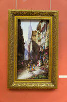 Панно с изображением улицы и торговцев. 1885.  Франция. Леклер с картины  Анри