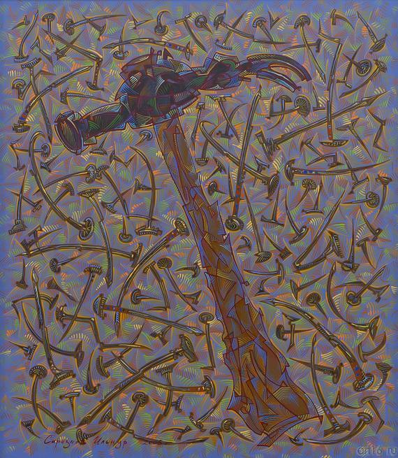 СИРАЗИЕВ И.И. 1970 МОЛОТОК И ГВОЗДИ. 2005 Фанера, левкас, акрил ::Ильнур Сиразиев. Выставка