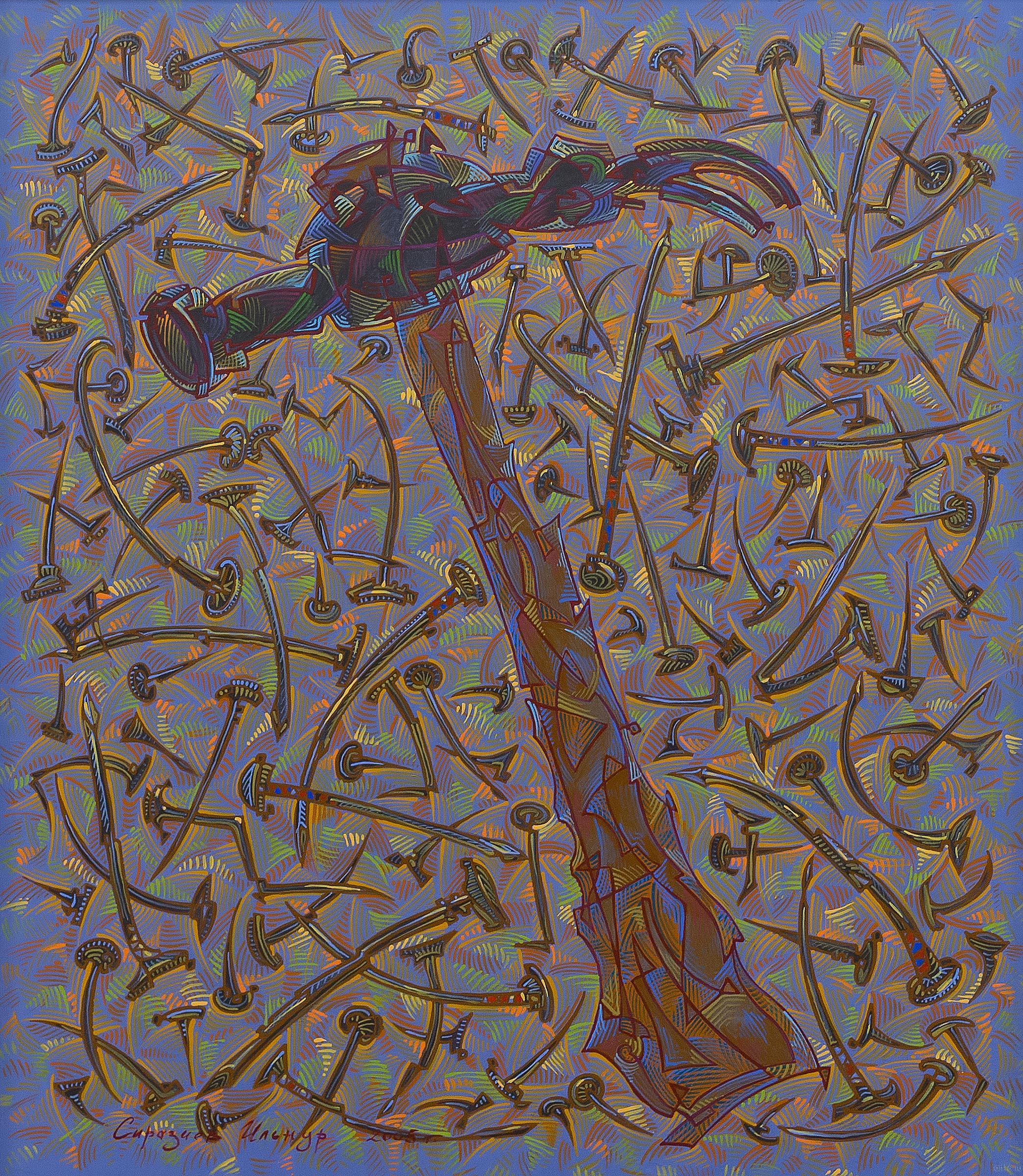 СИРАЗИЕВ И.И. 1970 МОЛОТОК И ГВОЗДИ. 2005 Фанера, левкас, акрил ::Ильнур Сиразиев. Выставка