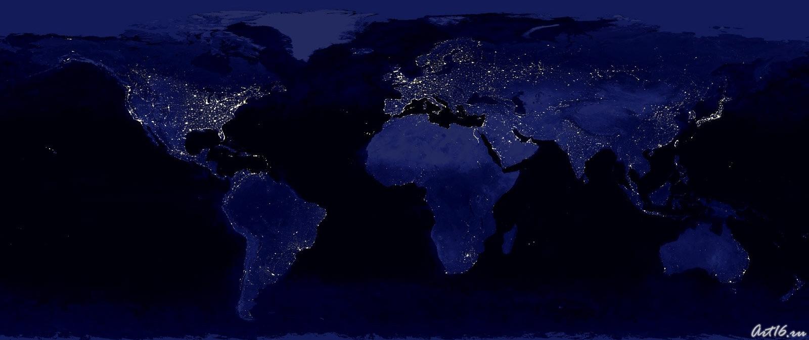 Карта электрификации планеты. Это - наша планета ночью.::Фото для статей