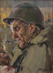 Солдат, этюд, 1945, холст, масло