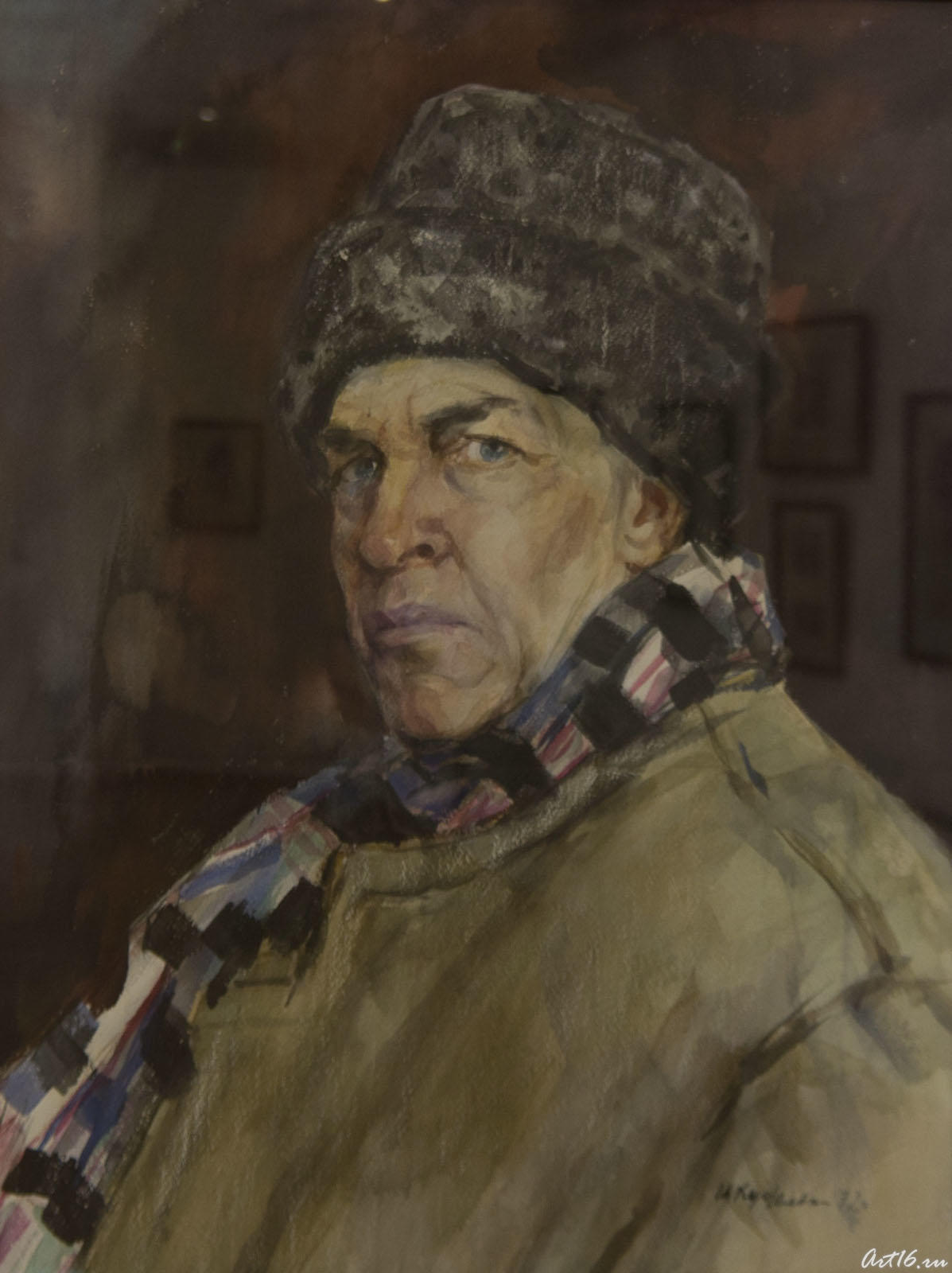 Автопортрет, 1972, бумага, акварель::Куделькин Виктор Иванович: «Мои герои - люди своего времени». Выставка к 100-летию со дня рождения, Казань-2011