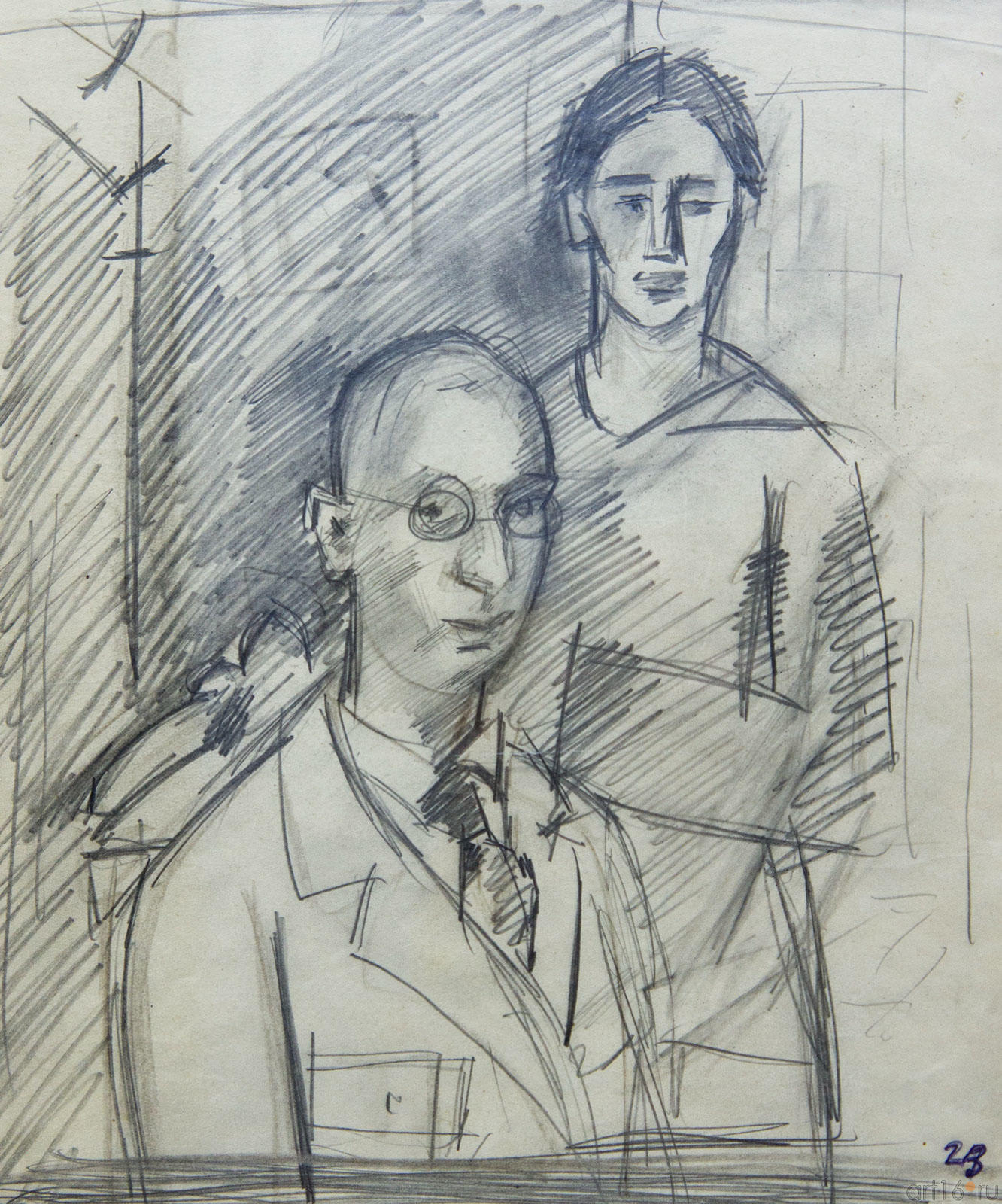 Автопортрет с женой. 1923.  Фальк Р.Р. (1886-1958)::"Неразборчивая стенограмма века" Роберта Фалька