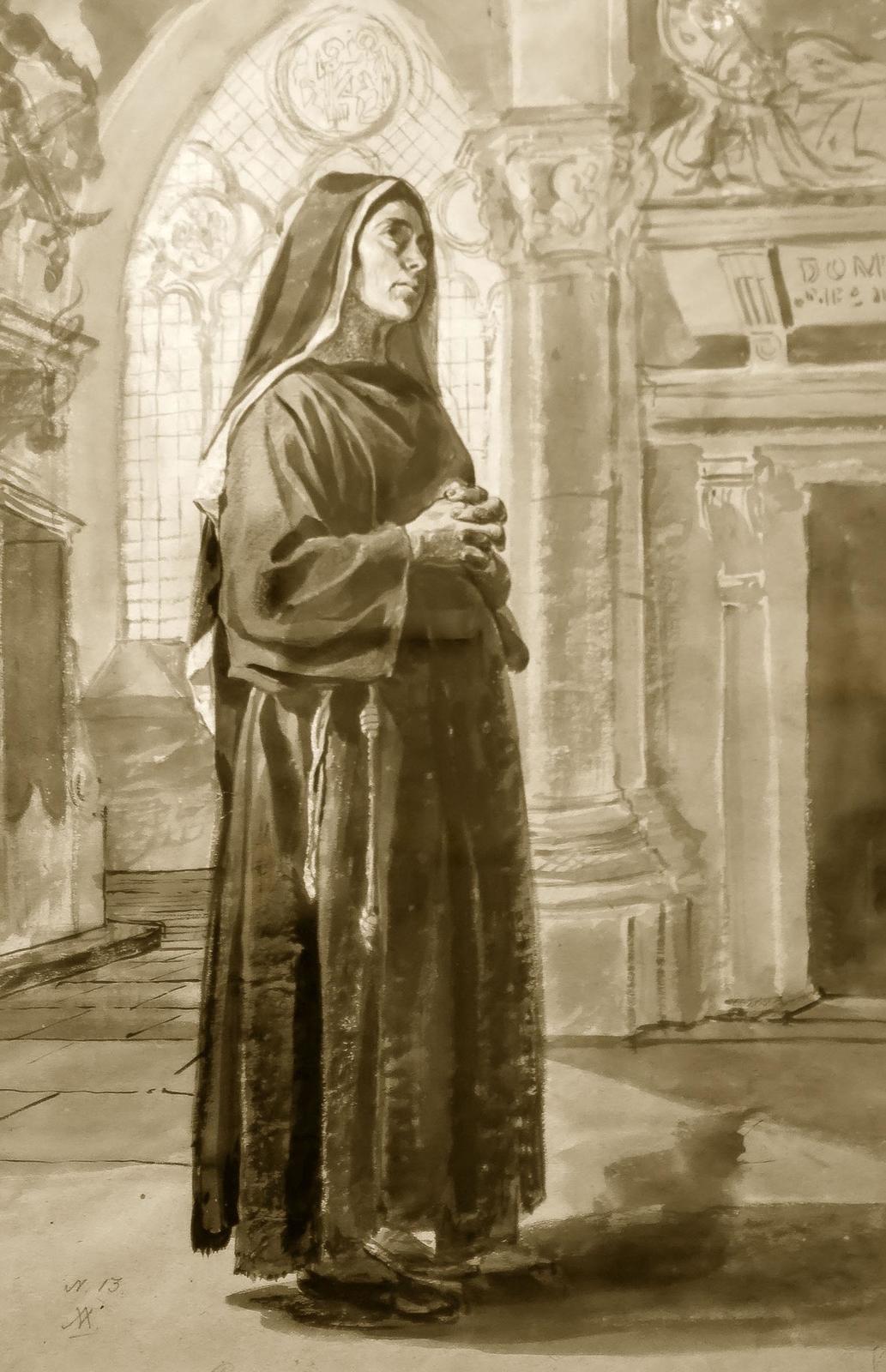 Фото №878788. Монахиня-капуцинка в храме. 1828-1829. Брюллов К.П.