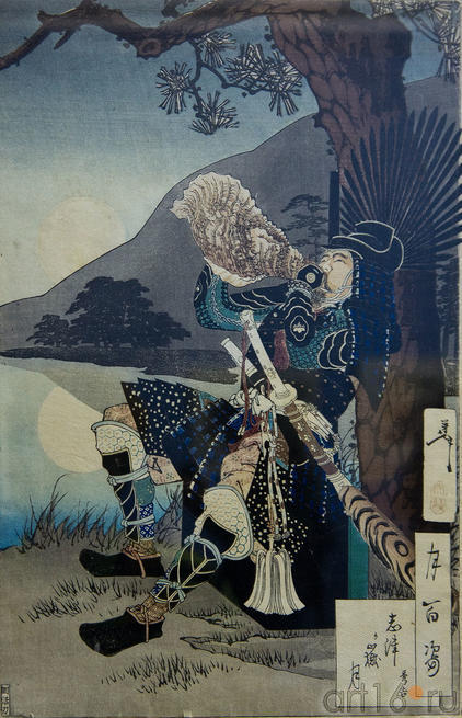 Луна над мысом Шизу. 1888.  Цукиока Ёситоси / Тайсо Ёситоси (1839-1892)::Японские гравюры