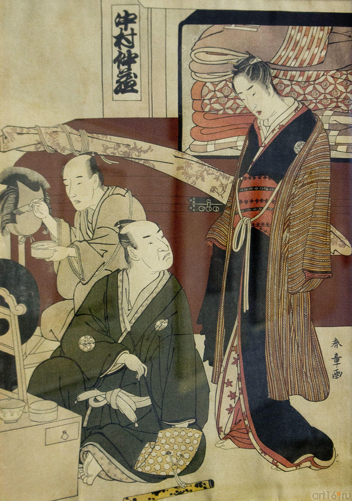 Кацуква Сюнсё (1726-1792/93). Жанровая сцена в интерьере::Японские гравюры