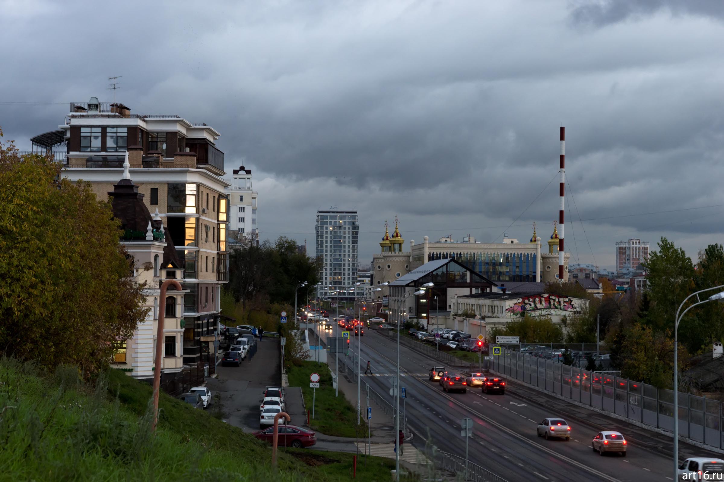 Ул. Тихомирнова, Казань::Казань, закат, сумерки, ночь