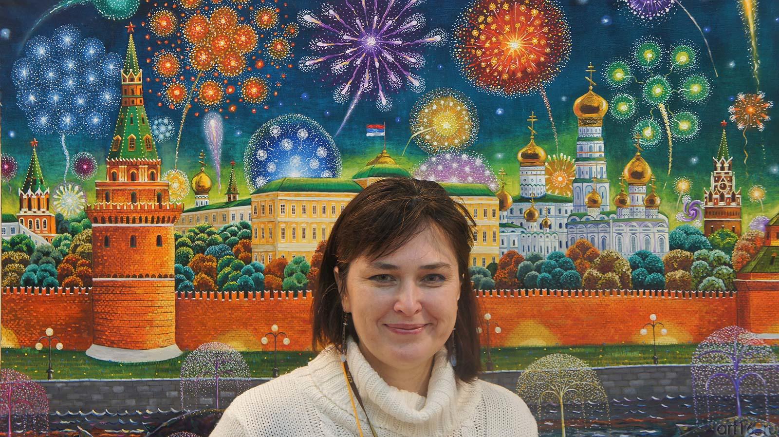 Елена Сунгатова на фоне картины Альфрида Шаймарданова::«Арт Пермь» — 2012