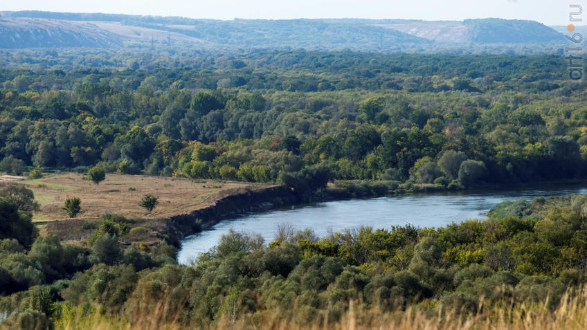 Река Тихоя Сосна.  Виден высокий правый берег::Дивногорье. 2017 сентябрь