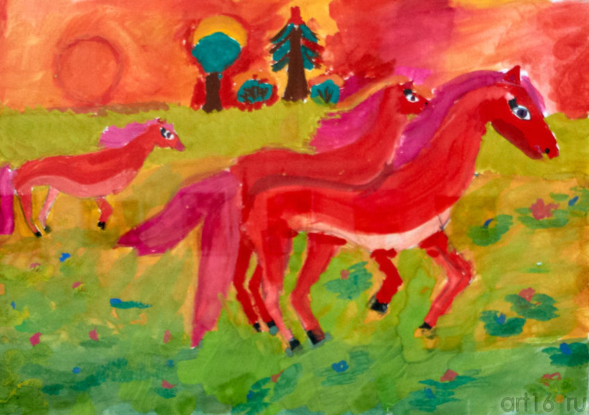 Красные кони. Касимова Айгуль. 9 лет::«Путешествие красного зонтика»