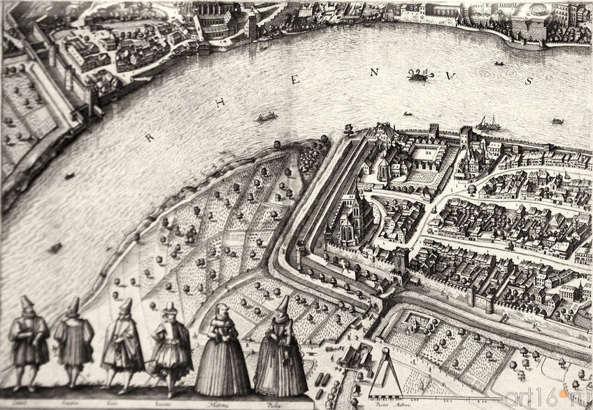 Фото №96145. Вид Базеля. 1615.  (фрагмент). Маттеус Мериан I (1593 -1650)