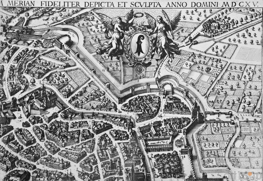 Фото №96153. Вид Базеля. 1615.  (фрагмент). Маттеус Мериан I (1593 -1650)
