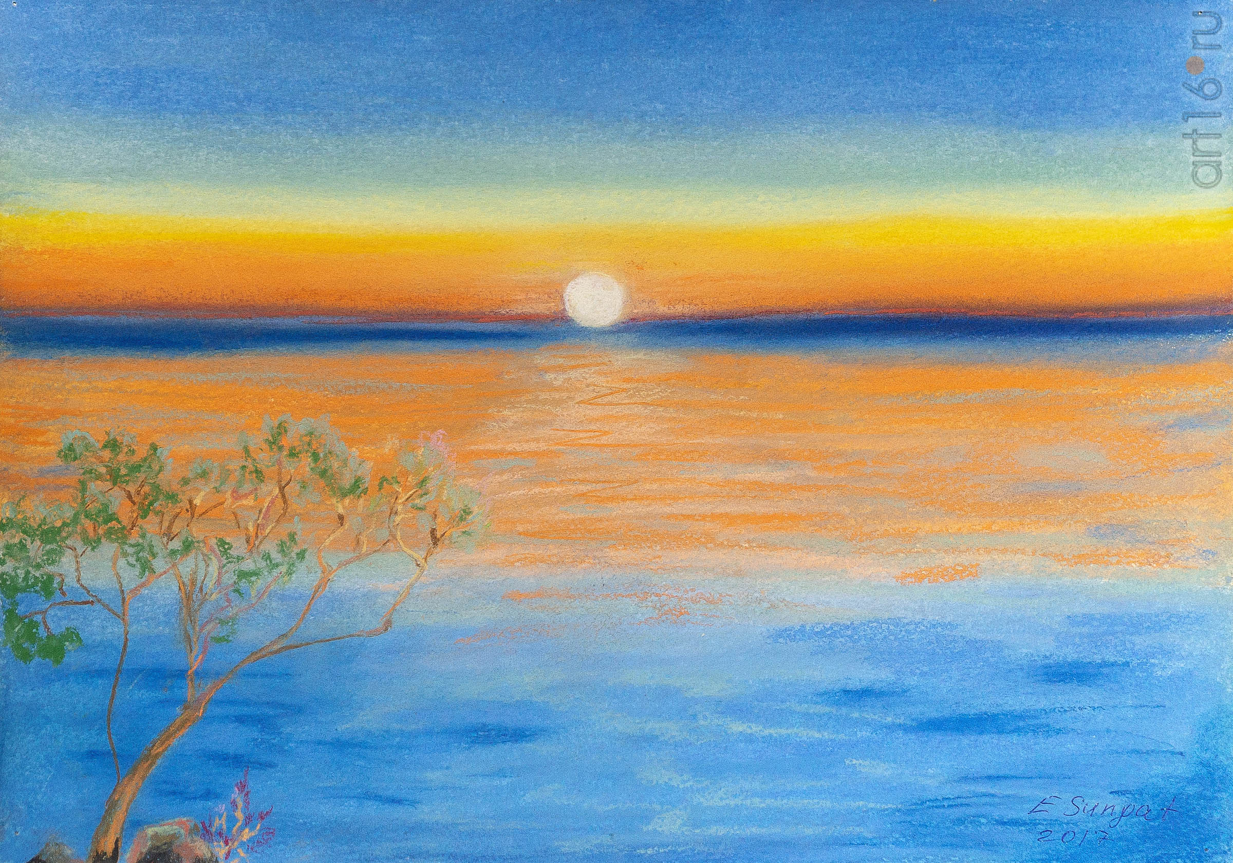 Закат. 2017.  Сунгатова Елена::Акварель. Пастель. Гуашь