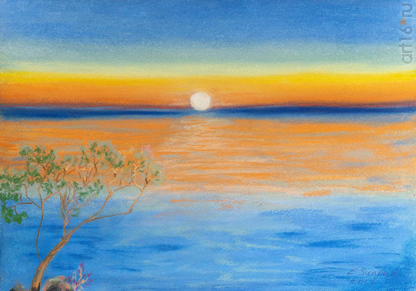 Закат. 2017.  Сунгатова Елена::Акварель. Пастель. Гуашь