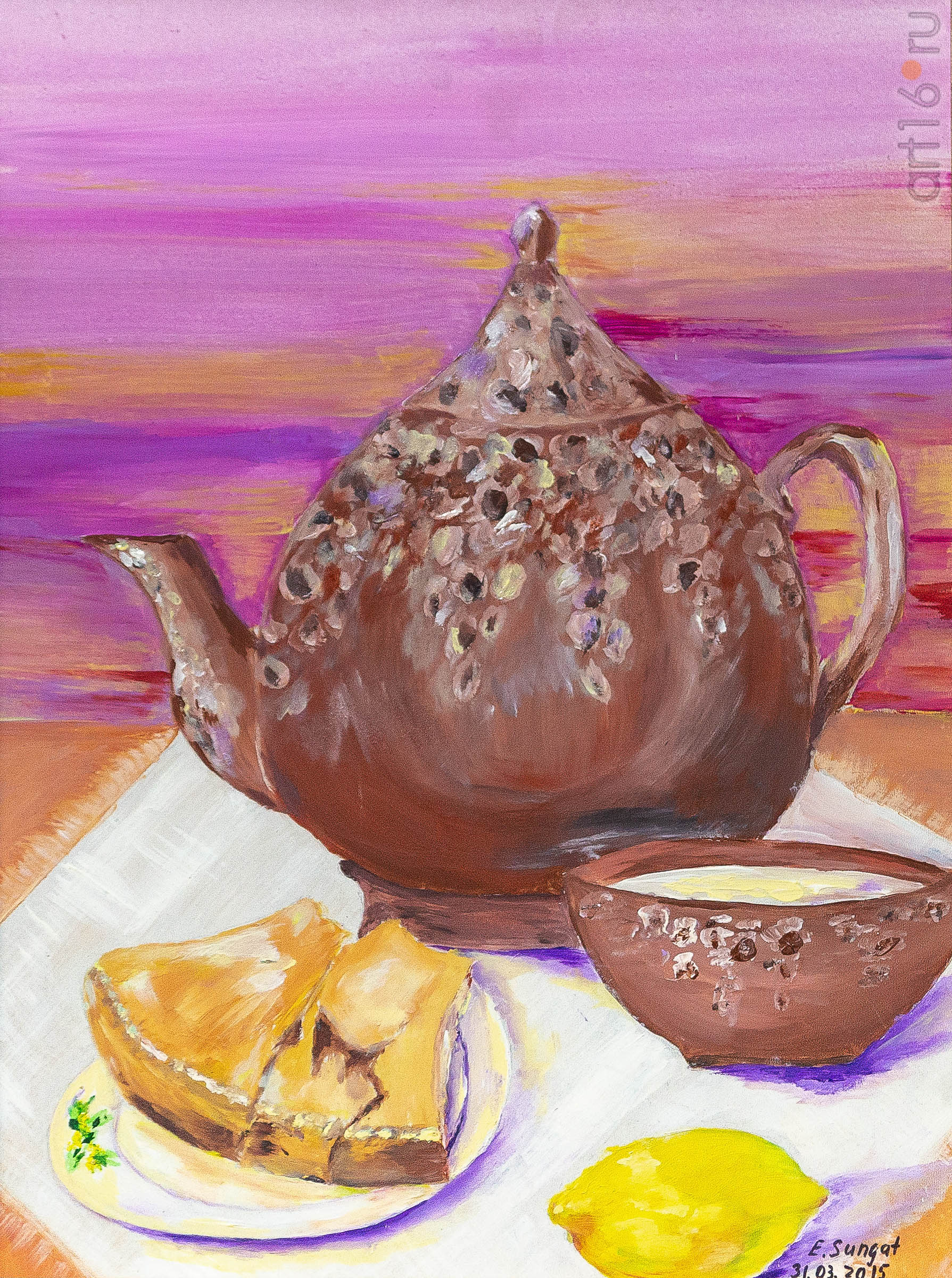 Натюрморт с чайником.2015. Сунгатова Елена ::20191225 Лена картины