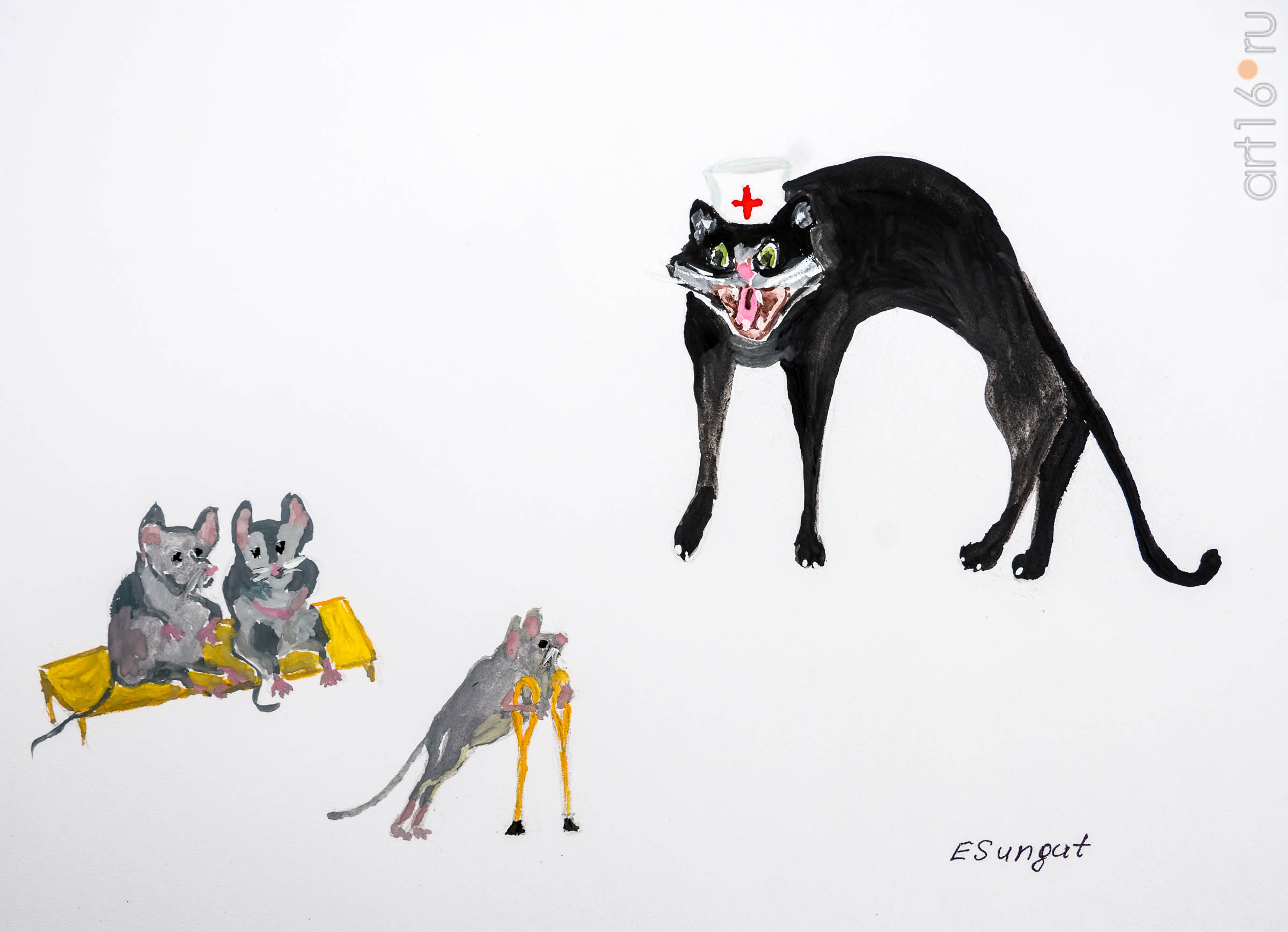 Шредика в коридоре больницы. 2018. Сунгатова Елена::Кошка Шредика