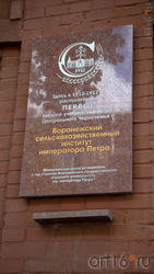 Мемориальная доска, установлена в год 100-летия Воронежского Гос. аграрного университета