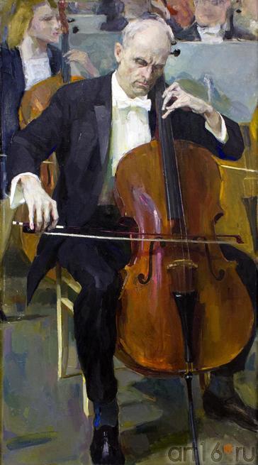 Портрет виолончелиста. 1967.  Майоров Б.И.(1931-1991)::Майоров Борис Иванович (1931-1991)