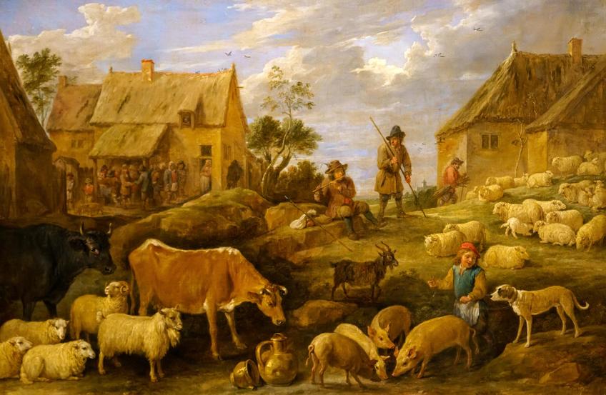 Фото №999608. Пейзаж с пастухами и стадом. Сер. 1640-х гг. Давид Тенирс Младший